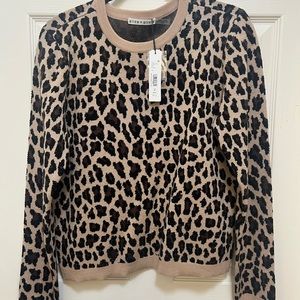 Alice and Olivia leopard sweater/ Rhine stones